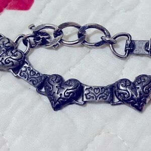 VTG BRIGHTON BRACELET - Hearts - Dark Silver Tone - EXCELLENT - RARE